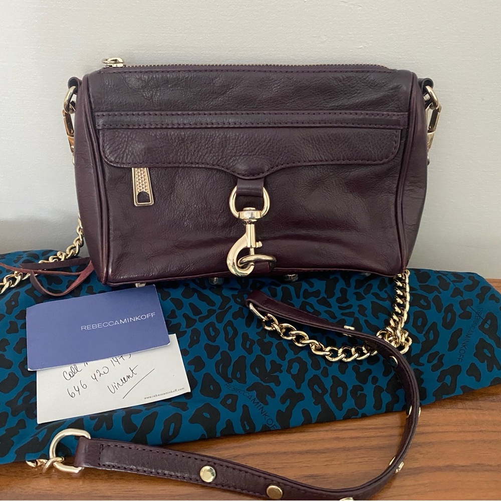 Rebecca Minkoff Dark Purple Crossbody Bag with Gold Accents